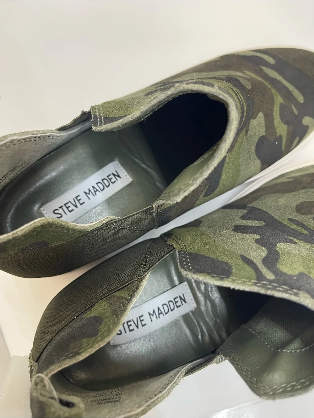 Steve Madden Green Camo Wedge Slip-On Sneakers